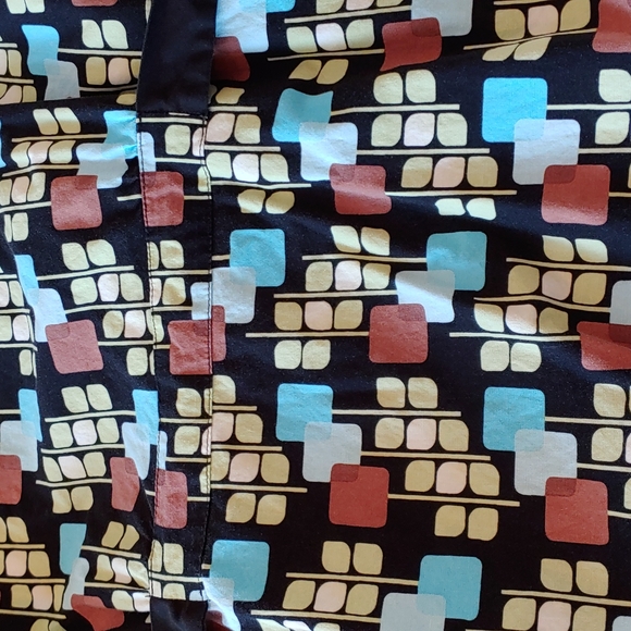 Retro scrub set, brown and turquoise, top is L and M flare pants. - Picture 5 of 10